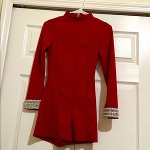 Valentine’s Day Inspo! Red romper with jeweled sleeves.